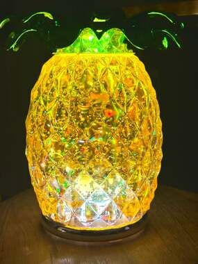 Bath & Body Works Light Up Pineapple Water Globe Single Wick Candle Pedestal